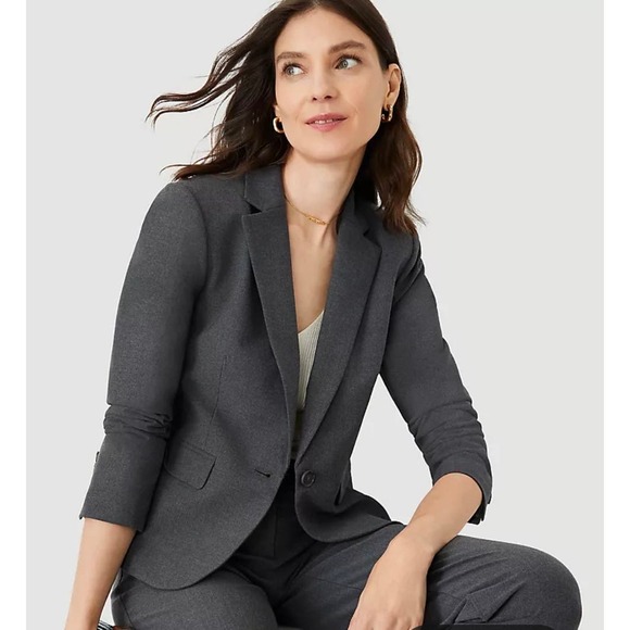 Ann Taylor Jackets & Blazers - Ann Taylor Blazer Jacket Womens Size 6 Grey 1 Button Career Office Suit